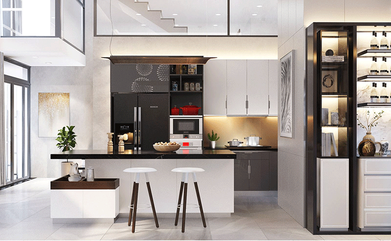 Thiết kế và thi công bếp cho nhà phố